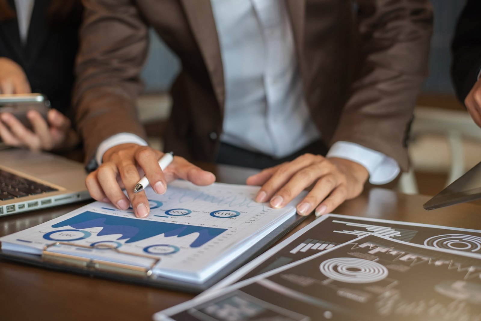 Business Corporate team brainstorming, Planning Strategy having a discussion Analysis investment.